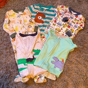 Bundle of 5 Carter’s Zip Footed Pajamas